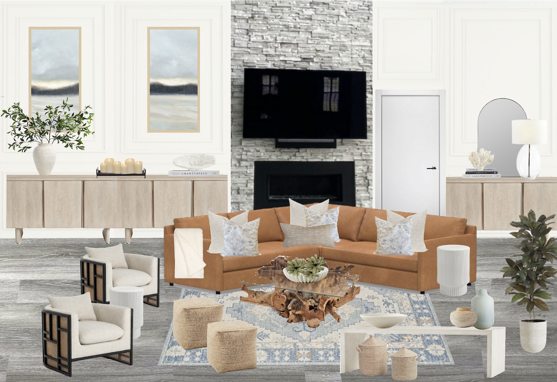 Welcome Home Styling created this Living Room digital design board for a client who wanted to freshen up the interior design of their living room.